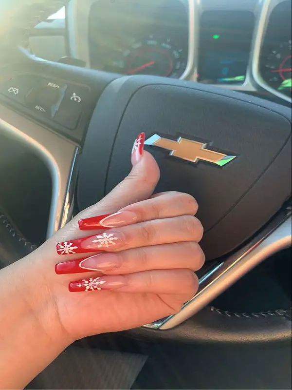 Red French Tip Nails